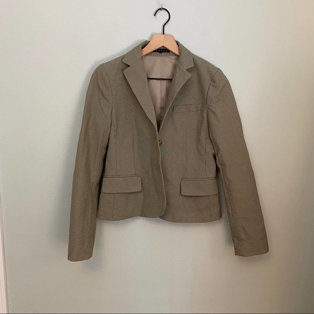 Theory Tan Classy Button Front Blazer Pockets Siz… - image 5